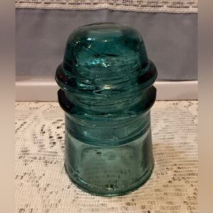 Vintage Glass Insulator Aqua AM Tel & Tel Co